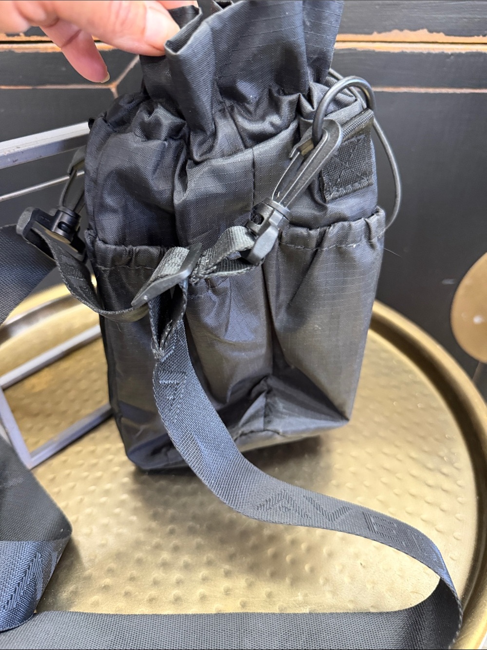 AVEDA Sling-Black Ripstop Drawstring Bag - Picture 5 of 11